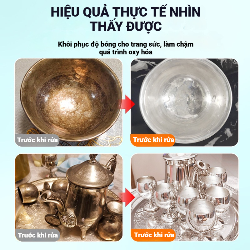 Nước rửa trang sức bạc dung dịch làm sáng bóng bạc như mới 200ml