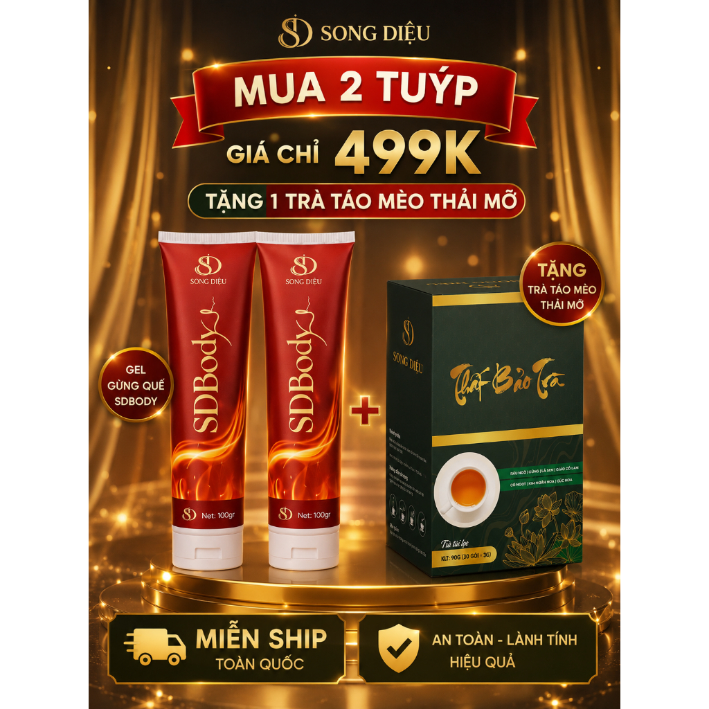 COMBO 2 GEL GỪNG QUẾ SDBODY TẶNG 1 TRÀ TÁO MÈO THẢI MỠ