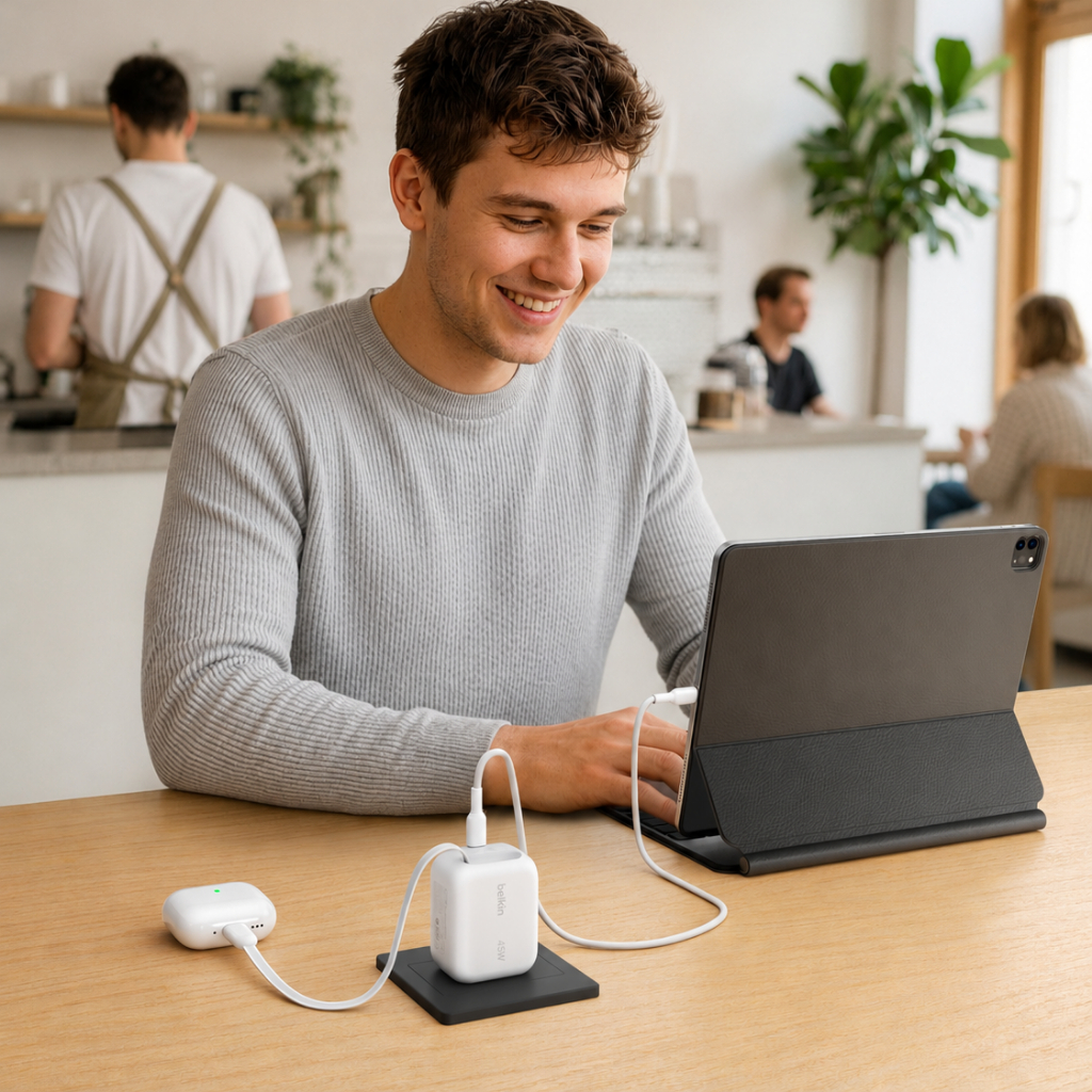 Củ Sạc Belkin GaN 45W 2 Cổng USB-C PD 3.1 PPS Kèm Cáp Rút 0.8m Sạc Nhanh iPhone iPad MacBook | BigBuy360 - bigbuy360.vn
