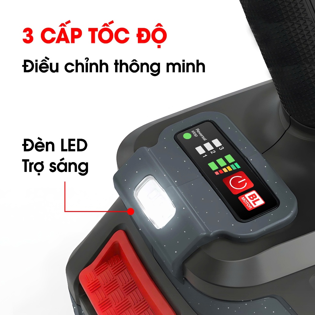 Máy Siết Bulong Dùng Pin WORKFIX WF-IW1150N, Lực Siết 1150N.m, 3 cấp chỉnh tốc độ, Mở ốc tối đa 38mm