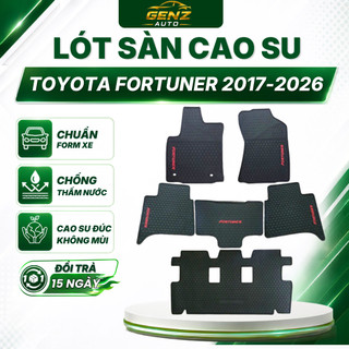 THẢM LÓT SÀN CAO SU xe Fortuner 2017 -> NAY thiết kế vừa vặn không mùi dễ dàng vệ sinh, mẫu 3 hàng chữ đỏ HL