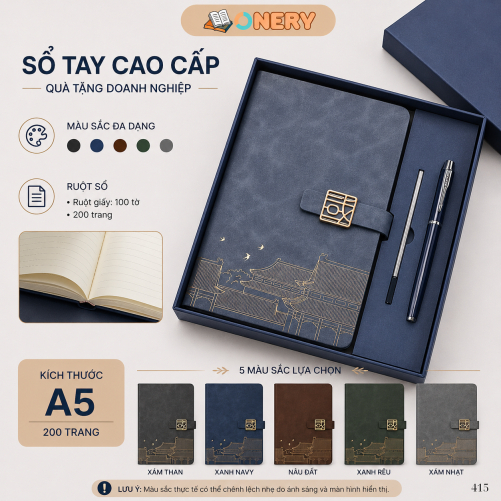 Set Quà Tặng - Sổ Da Cao Cấp Kèm Bút Ký Và Ngòi Bút - Nhiều Màu Sắc Sang Trọng