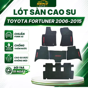 THẢM LÓT SÀN CAO SU xe Toyota Fortuner đời 2006 -> 2015 sàn chữ đỏ 3 hàng, cao su cúc không mùi, dễ vệ sinh lau rửa