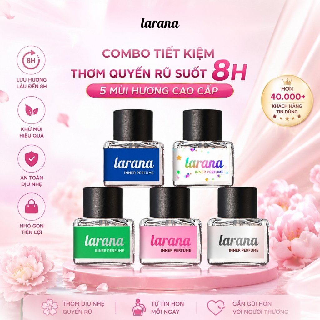 [Combo 2] Nước hoa vùng kín Larana loại 5ml lưu hương lâu 6-8h khử mùi hiệu quả thơm sexy quyến rũ