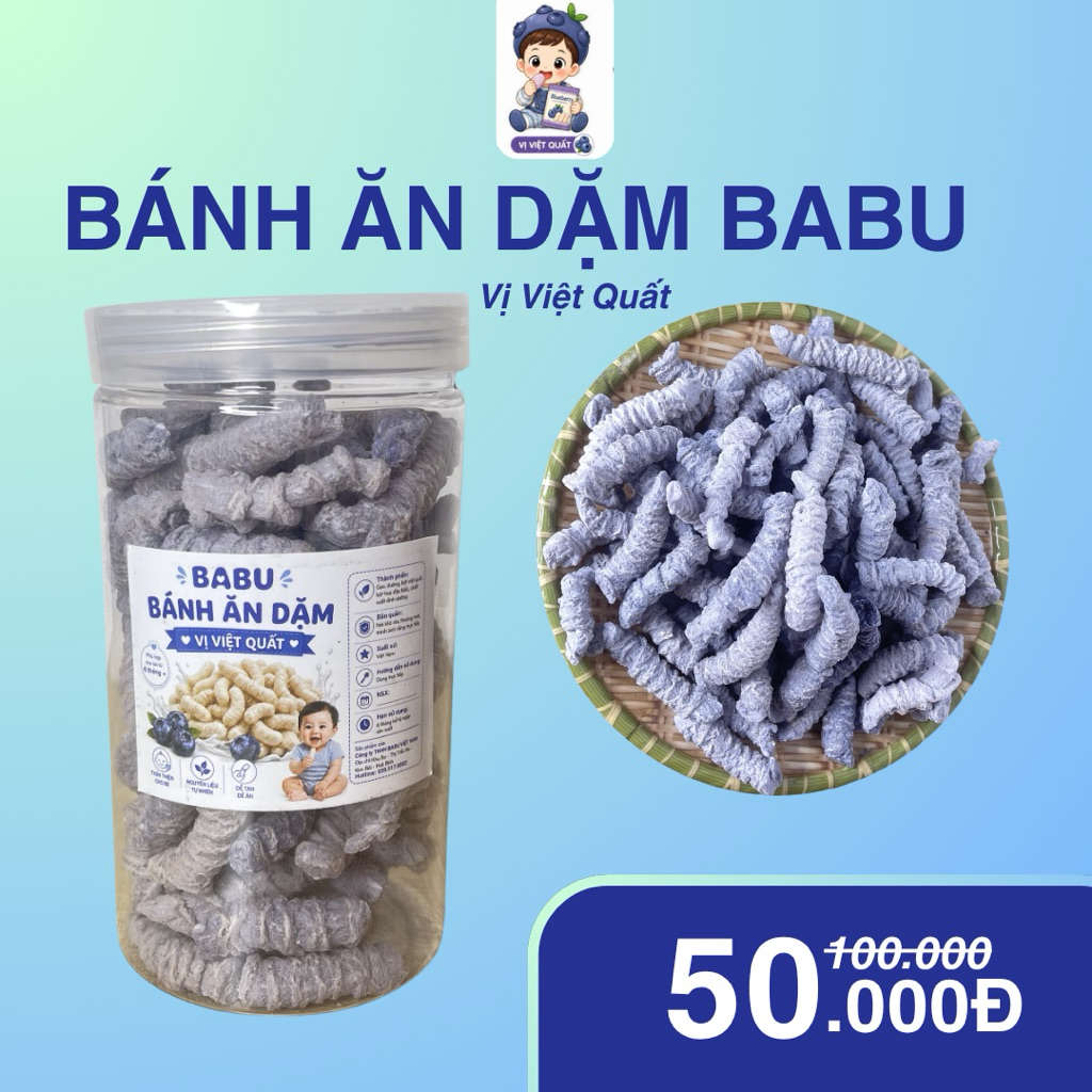 Bánh ăn dặm vị việt quất dành cho bé từ 6 tháng đến 3 tuổi