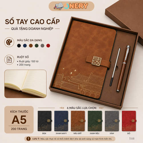 Set Quà Tặng - Sổ Da Cao Cấp Kèm Bút Ký Và Ngòi Bút - Nhiều Màu Sắc Sang Trọng