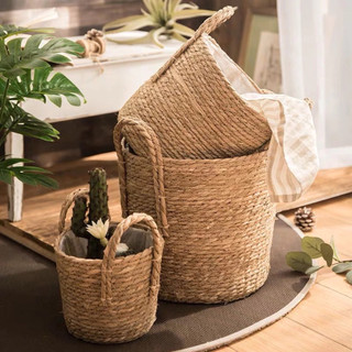 Giỏ lục bình trồng cây, giỏ cói có quai cầm, giỏ đựng đồ