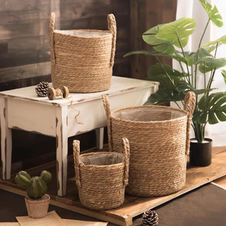 Giỏ lục bình trồng cây, giỏ cói có quai cầm, giỏ đựng đồ