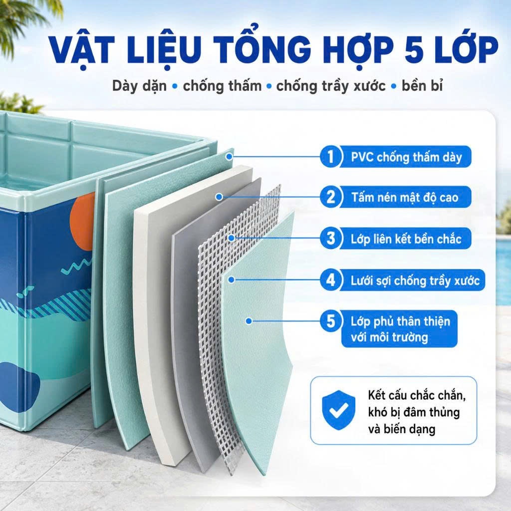 Bể Bơi Cho Bé Tại Nhà Không Cần Bơm Hơi, Bể Bơi Gấp Gọn Tại Nhà Thành Bể Chắc Chắn An Toàn Nhanh Gọn