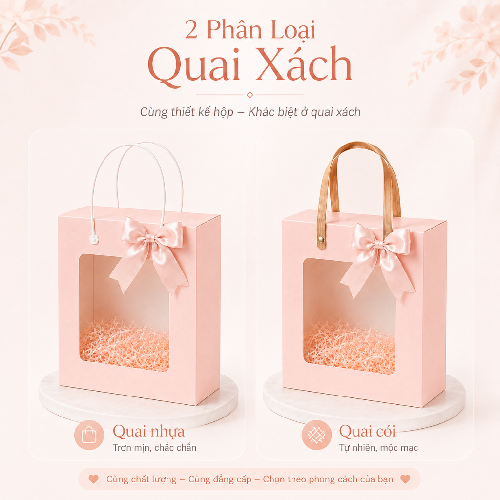 Set 25 Hộp Quà Tặng Sinh Nhật Màu Hồng Có Quai Xách Chắc Chắn Chịu Lực Tốt