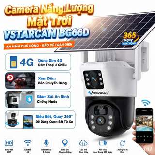 Camera Năng Lượng Mặt Trời VSTARCAM BG66DR - Dùng Sim 4g Đàm Thoại 2 Chiều, Xem Đêm, Báo Chuyển Động
