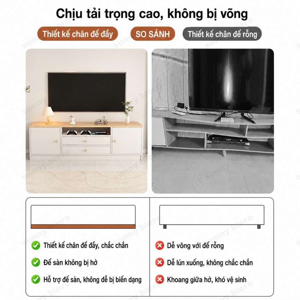 Tủ tivi bắc âu 120cm 140cm Nhiều ngăn lưu trữ Gỗ MDF Chống thấm nước và chống ẩm 𝙎𝙐𝙉𝙉𝙔 𝘽𝙄𝙀𝙍𝙀