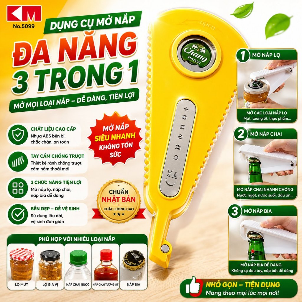 Dụng Cụ Mở Nắp Đa Năng 3 Trong 1 – Mở Lọ Mứt, Nắp Chai, Bia Cực Dễ  Bền Đẹp Chuẩn Nhật Bản 5099