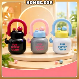 Homee.cok Bình Nước Mini Dễ Thương Có Quai, Bình Nước Cute Nhỏ Gọn, Nhựa PP An Toàn, Mang Đi Mọi Nơi