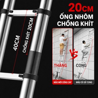 Thang rút đơn 1,9 - 5,9m REAIM Thang Rút Nhôm Inox  tải 300kg an toàn cho gia đình Bảo hành 5 năm