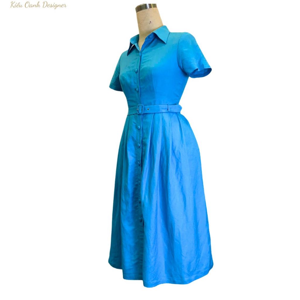 Đầm xoè linen trung niên,độ bền cao,mát,mịn,thấm hút mồ hôi,may viền tỉ mỉ,sản xuất độc quyền tại Kiều Oanh Designer