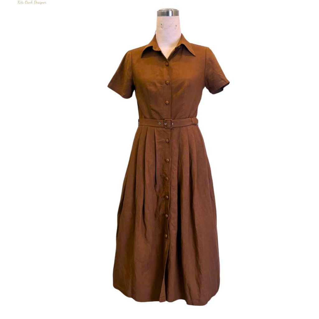 Đầm xoè linen trung niên,độ bền cao,mát,mịn,thấm hút mồ hôi,may viền tỉ mỉ,sản xuất độc quyền tại Kiều Oanh Designer