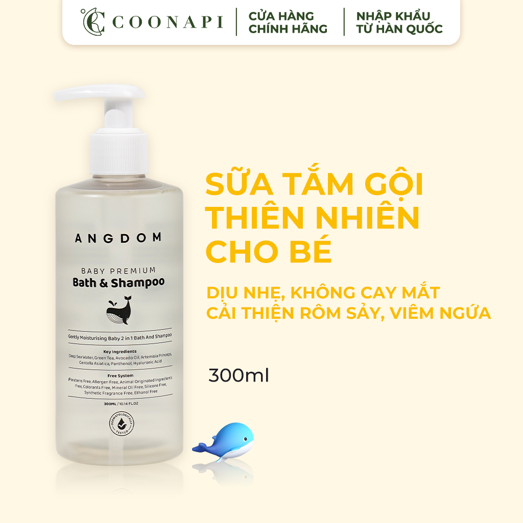 Sữa Tắm Gội Thiên Nhiên Cho Bé Dịu Nhẹ ANGDOM Baby Premium Bath & Shampoo 300ml