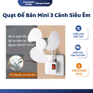 Quạt Trần Mini Gắn Đui Đèn E27 Kèm Phích Cắm 2 Chân– Quạt Trần Mini 3 Cánh Làm Mát Phòng Xoay 360 Độ