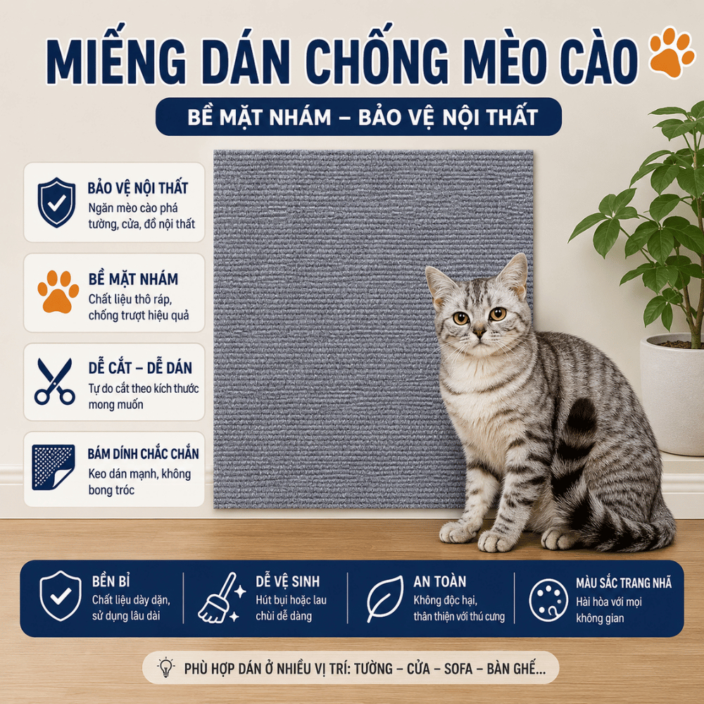 Miếng Dán Chống Mèo Cào Sofa, Tấm Dán Bảo Vệ Sofa Khỏi Móng Mèo, Dễ Cắt Dán Chắc Chắn