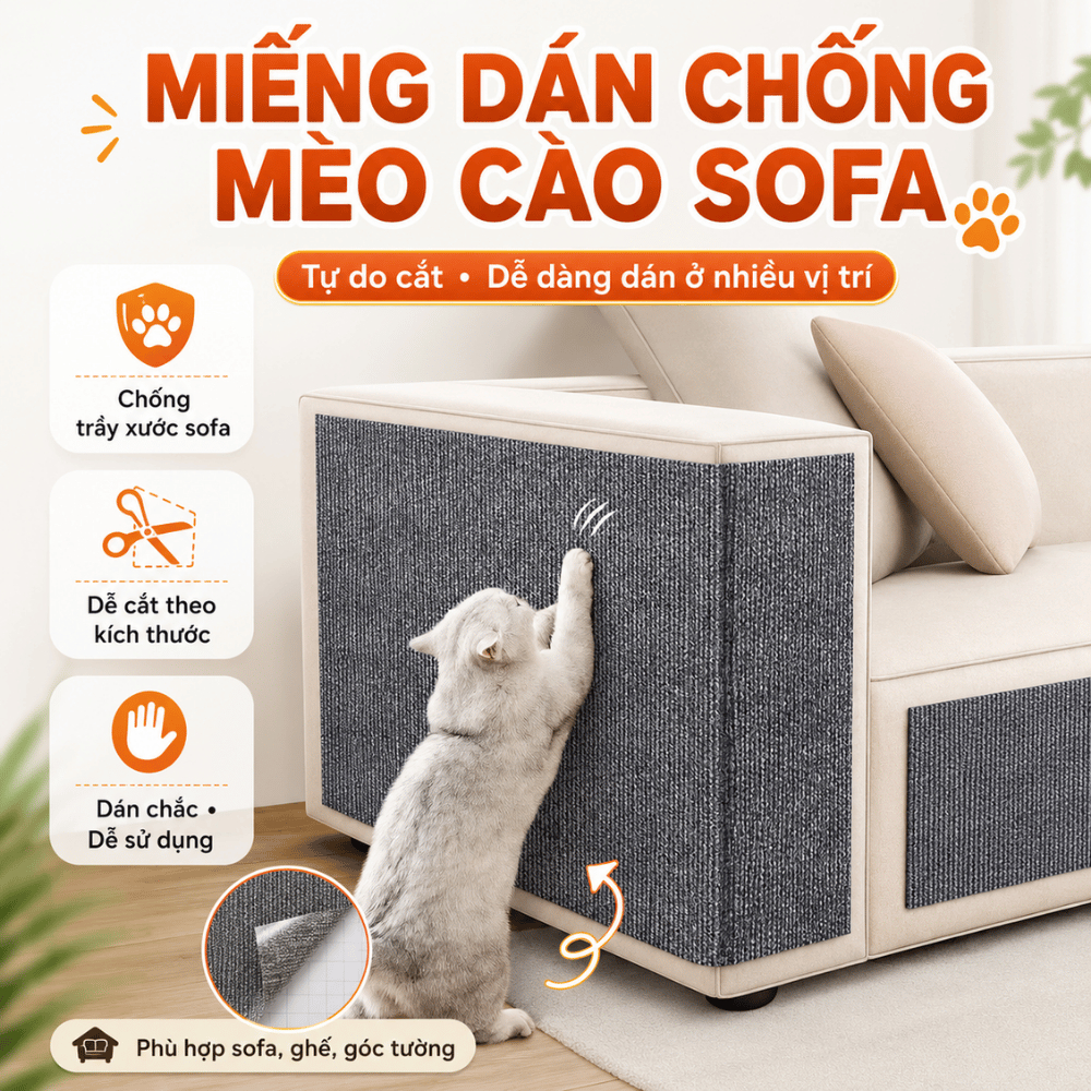 Miếng Dán Chống Mèo Cào Sofa, Tấm Dán Bảo Vệ Sofa Khỏi Móng Mèo, Dễ Cắt Dán Chắc Chắn