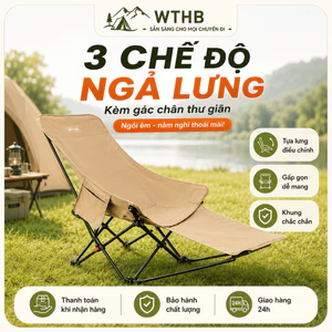 Ghế Mặt Trăng Tựa Lưng Cao Có Gác Chân, Gấp Gọn Ngả Lưng 4 Nấc, Camping Dã Ngoại Ngủ Trưa Văn Phòng