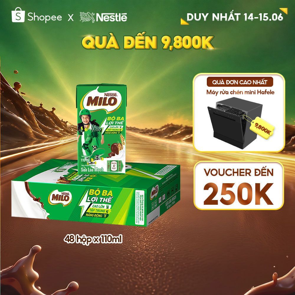 Sữa lúa mạch Nestlé® MILO® thùng 12 x 110ml (12x4x110ml)
