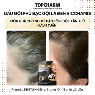 [5 GÓI - 10 GÓI] Dầu Gội Phủ Bạc VICCHAMIS - Giúp tóc Đen Tự Nhiên, Kích Mọc Tóc Nhanh, Chiết Xuất Nhân Sâm