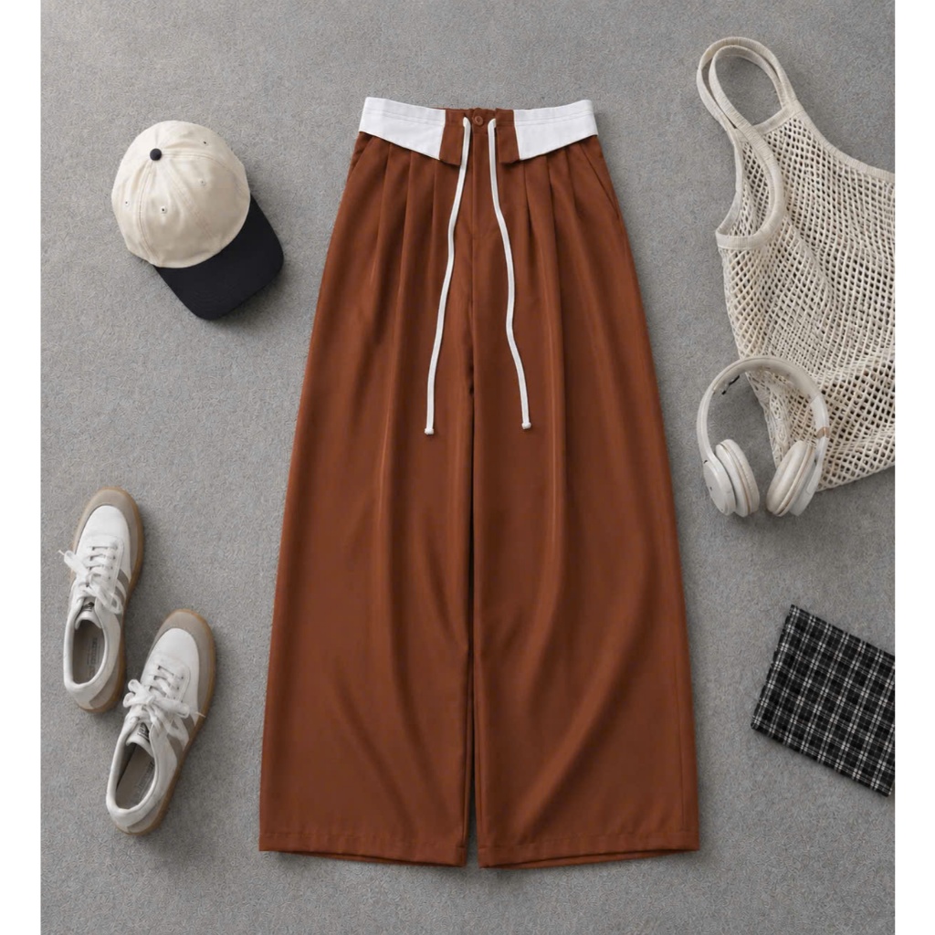 Quần Dài Bigsize Nữ Có Dây Phối Lưng,Quần Ống Suông Lưng Cao Chất Cotton Mềm Mịn Mặc Mát QPHOI