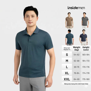 Áo Polo nam Insidemen Regular Fit ôm nhẹ, co giãn linh hoạt, ít bí bách IPS249AS0