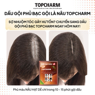 Dầu gội phủ bạc nâu hạt dẻ TOPCHARM - dầu gội nhuộm tóc, dưỡng tóc mềm mượt từ nhân sâm