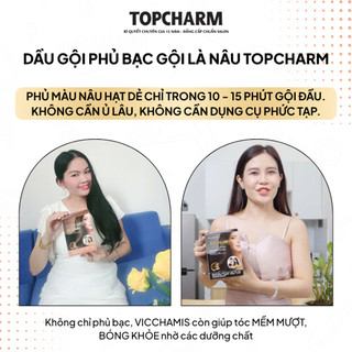 Dầu gội phủ bạc nâu hạt dẻ TOPCHARM - dầu gội nhuộm tóc, dưỡng tóc mềm mượt từ nhân sâm