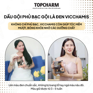 Dầu gội phủ bạc dầu gội đen tóc VICCHAMIS gói 30ml giảm rụng tóc - TOPCHARM