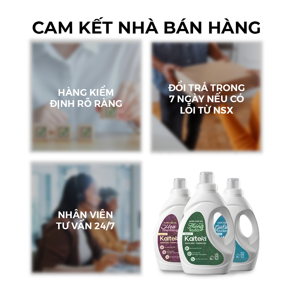 Nước Giặt Xả Kaiteki 1.8KG - Thơm Lâu 72H, Hương Nước Hoa Cao Cấp, Kháng Khuẩn Nano Bạc - Mua 2 Tặng 1