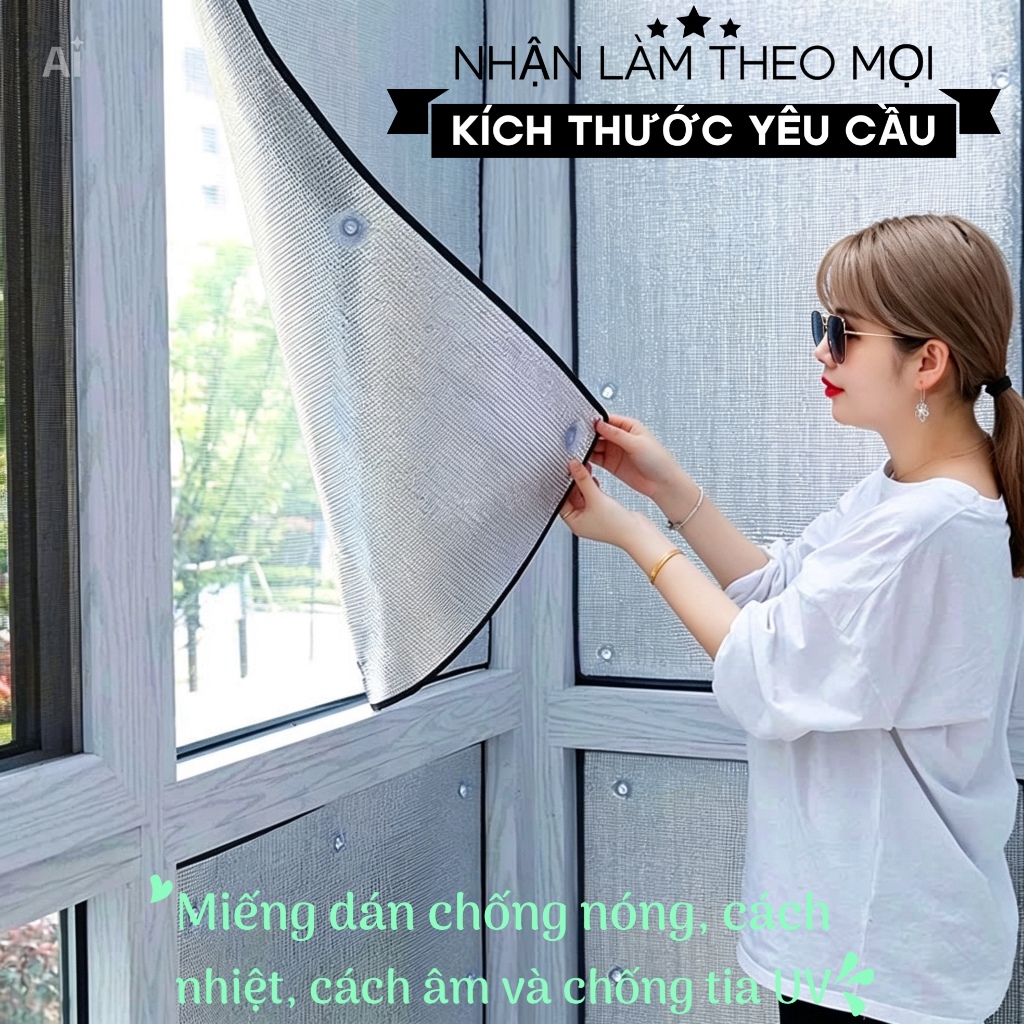 Tấm Cách Nhiệt Chống Nóng, Che sáng 100%, Chống tia UV bằng túi khí 2 mặt bạc dày 5mm (NHẬN LÀM THEO KT YÊU CẦU)