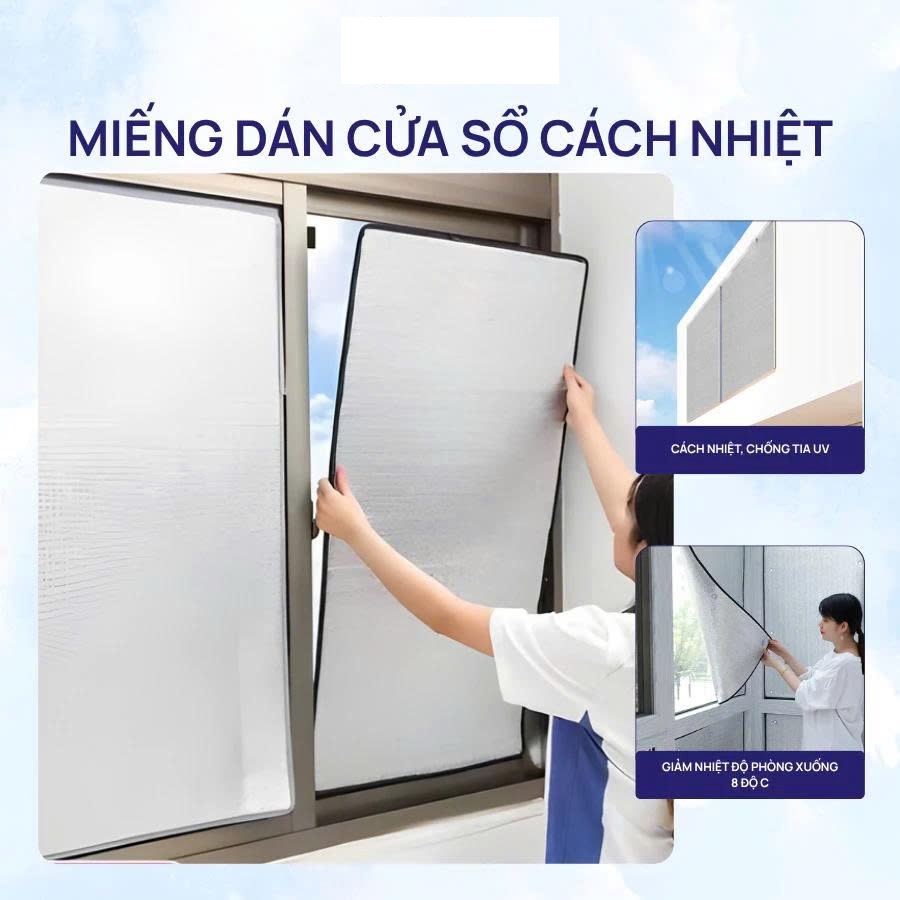 Tấm Cách Nhiệt Chống Nóng, Che sáng 100%, Chống tia UV bằng túi khí 2 mặt bạc dày 5mm (NHẬN LÀM THEO KT YÊU CẦU)
