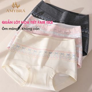 Combo Quần Lót Nữ Cotton In Họa Tiết, Quần Chip Nữ Cạp Vừa Mềm Mịn Không Hằn Cấn AMYBRA L5296
