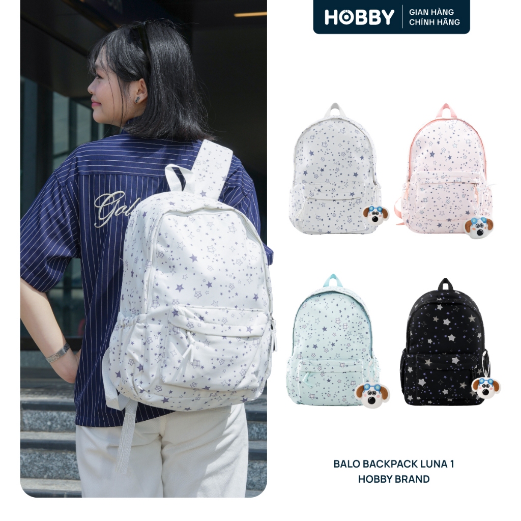 Balo Luna 1 phong cách sao may mắn Hobby Brand - Có thể giặt máy, Sức chứa lớn 43x28x13cm [698]
