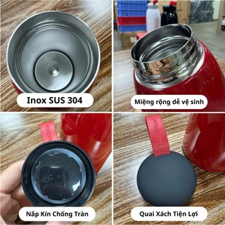 Bình giữ nhiệt Hello 520ml,  khắc nội dung theo yêu cầu, giữ nóng lạnh 12H, Inox 304 màu sắc nổi bật