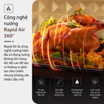 [TẶNG QUẠT CẦM TAY] Nồi chiên không dầu ĐỐI LƯU lò nướng hơi nước QCOOKO bản cảm ứng, 40 chương trình nầu ăn có sẵn — ảnh 6
