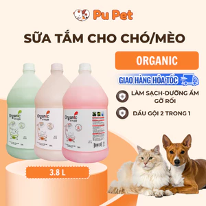 Sữa Tắm Kèm Xả ORGANIC Cho Chó Mèo Can 3.8L, An Toàn Lành Tính, Dưỡng Ẩm, Gỡ Rối - PUPET