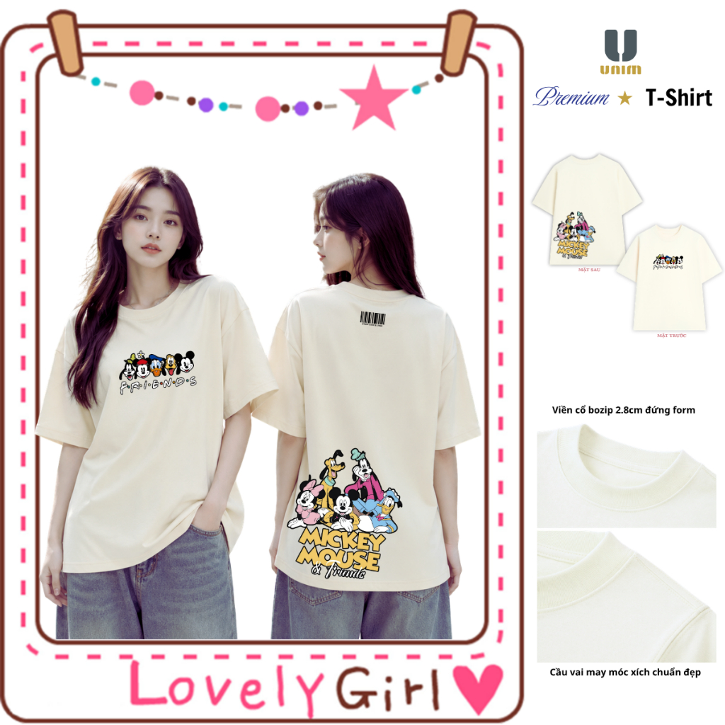 Áo Thun Mickey And Friends Những Người Bạn Unim Fashion Chất Liệu Cotton Co Giãn 2 Chiều Hình In Bền Đẹp