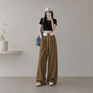 Quần ống suông NHỎ CLOTHING bigsize nữ phối lưng kiểu phong cách đơn giãn thanh lịch trẻ trung năng động  dễ mặc QPHOI