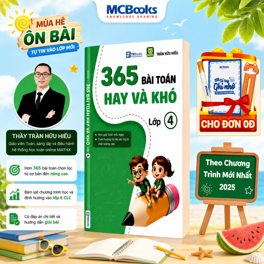 Sách - 365 Bài Toán Hay Và Khó Lớp 4 - Thầy Trần Hữu Hiếu