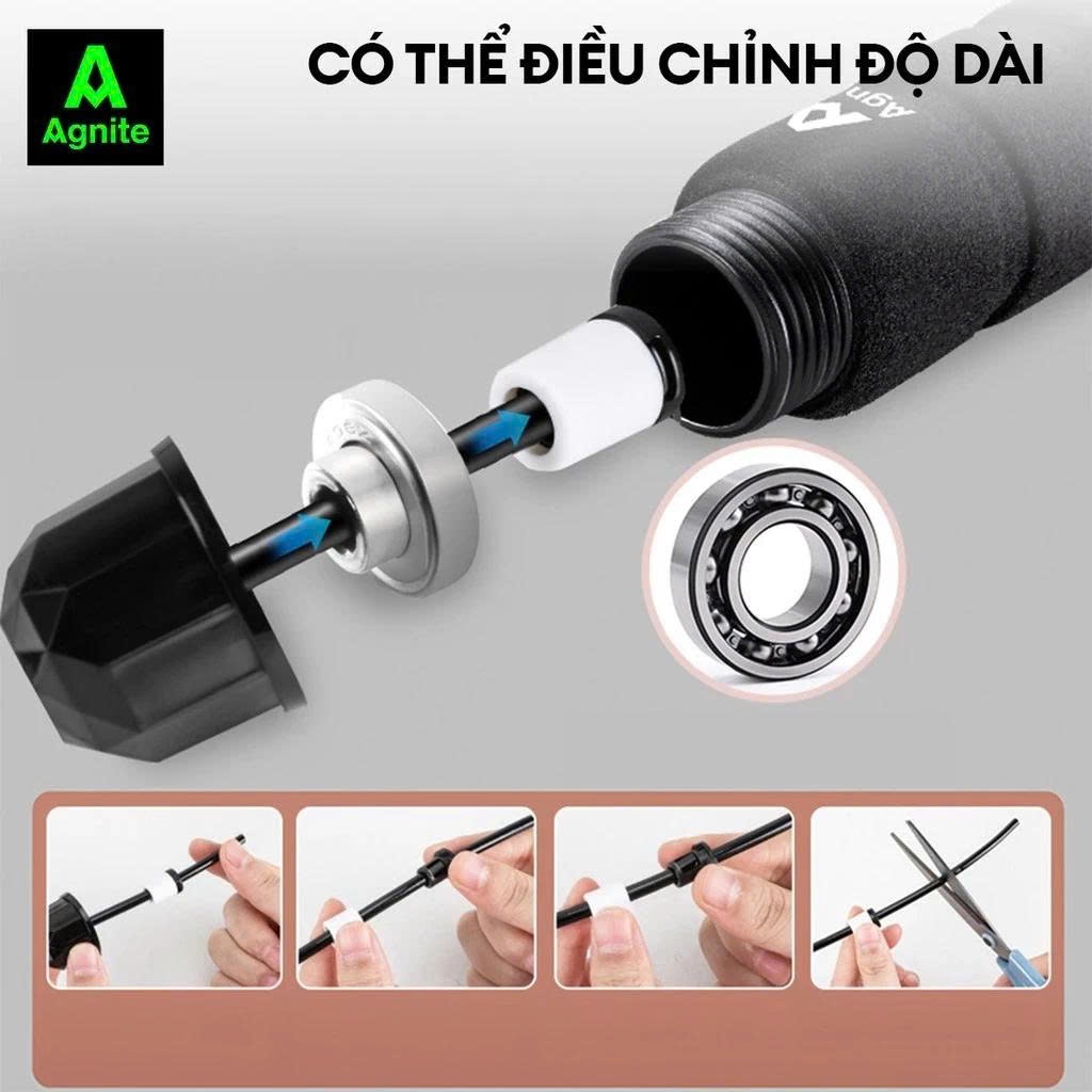 Dây nhảy thể dục AGNITE chính hãng, kèm bóng, lõi thép đếm số tự động, điều chỉnh độ dài giảm cân tại nhà cardio