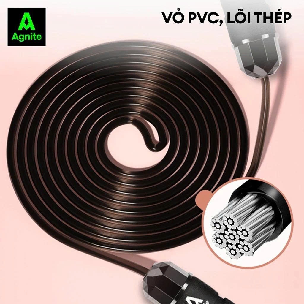 Dây nhảy thể dục AGNITE chính hãng, kèm bóng, lõi thép đếm số tự động, điều chỉnh độ dài giảm cân tại nhà cardio