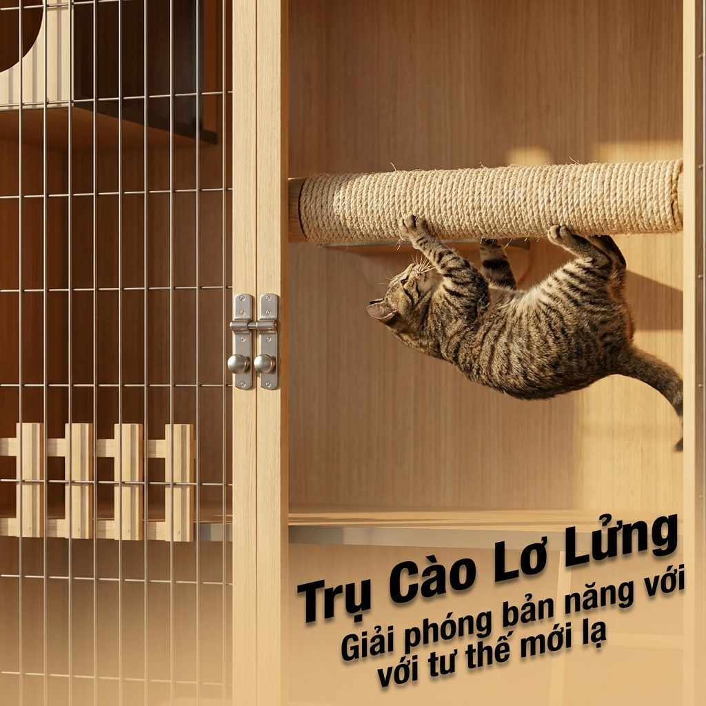 Villa Mèo Lưới Thép 3 Tầng Sang Trọng - Không Gian Vui Chơi Đa Năng, Dễ Vệ Sinh Cho Nhiều Mèo