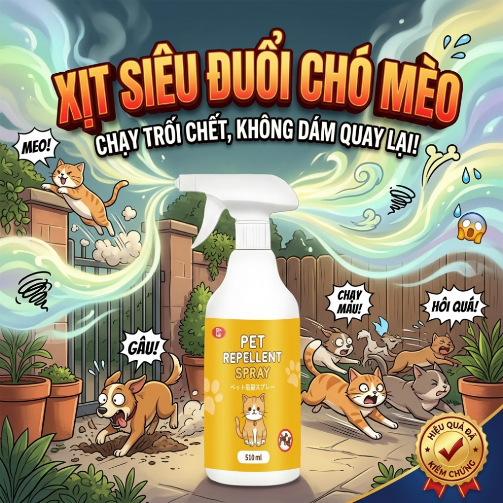 xua đuổi chó mèo - xịt xua đuổi chó mèo 510g, hiệu quả nhanh, an toàn dịu nhẹ