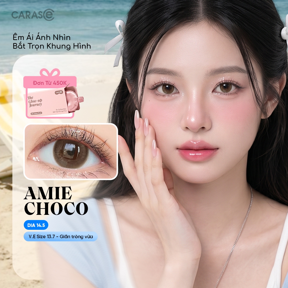 [1 chiếc] Kính áp tròng khoá ẩm 10H 3 Tháng Màu Nâu Chocolate CARASE, Lens cận  AMIE CHOCO