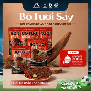 Combo 5 Gói Bò Tươi Sấy Mắc Khén Aladdin 200g - Đậm Vị Tây Bắc Cay Thơm